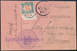 1917 Tábori Posta Levelezőlap 20f Portóbélyeggel + Portóbélyegzéssel 'K.u.K. FELDKANONENREGIMENT Nr 32.' + 'K.u.K. Komma - Sonstige & Ohne Zuordnung