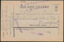 1917 Tábori Posta Levelezőlap / Field Postcard 'K.u.k. Typhusspital ... In Miskolcz' - Autres & Non Classés