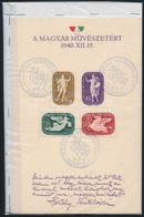 1940 Művész Sor Emléklapon Horthy Miklósné Fakszimile Kézírásával - Other & Unclassified