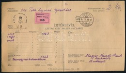 1941 Értéklevél 1.045 Svájci Frankról / Insured Cover 'TOPOLYA' - Sonstige & Ohne Zuordnung