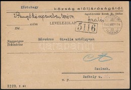 1945 (2. Díjszabás) Levelezőlap Készpénz Bérmentesítéssel '2 Pengő Készpénzben Leróva' + A Postamester Aláírása '5116' K - Sonstige & Ohne Zuordnung