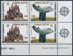 ** 1987 Europa CEPT Modern építészet ívsarki Sor Négyestömbben,
Europa CEPT Modern Architercture Corner Set In Block Of  - Autres & Non Classés