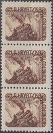 ** 1945 Katonai Posta Bélyeg Hármascsík Piros 'FELDPOST' Felülnyomással / Field Post Stamp With Red Overprint, Stripe Of - Other & Unclassified