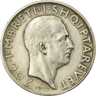 Monnaie, Albania, Zog I, Frang Ar, 1937, Rome, TTB, Argent, KM:16 - Albanië