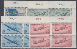 ** 1956 A Polgári Légi Közlekedés Megnyitása Az NDK-ban 3 ívsarki + 1 ívszéli Négyestömb (sor) Mi 512-515 - Altri & Non Classificati