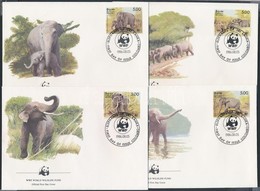 1986 WWF Ceylon-i Elefántok Sor 4 FDC-n Mi 753-756 - Andere & Zonder Classificatie