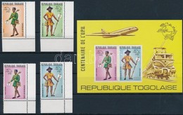 ** 1974 UPU ívsarki Sor Mi 1035-1038 A + Blokk Mi 84 C (papírránc / Paper Crease) - Andere & Zonder Classificatie