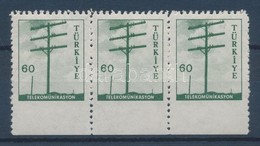 ** 1959 Mi 1704 Alul Fogazatlan ívszéli Hármascsík / Stripe Of 3 Imperforate Below - Autres & Non Classés