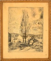 Aszódi Weil Erzsébet(1901-1976): Faluvége. Rézkarc, Papír, Jelzett, üvegezett Keretben, 38×29 Cm - Altri & Non Classificati