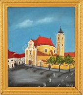 Balog Marianna (1967-): Győr, Karmelita Templom. Olaj, Vászon, Jelzett, Keretben, 33×27 Cm - Otros & Sin Clasificación