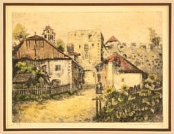 Farkas Károly (?-?): Utcarészlet. Színezett Rézkarc, Papír, 16×21 Cm - Other & Unclassified