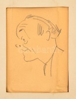 Kontuly Jelzéssel: Férfi Fej (karikatúra 1938). Ceruza, Papír, 15×10 Cm - Autres & Non Classés