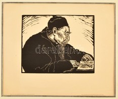 Erwin Lang (1886-1962): A Kínai Lau Tudós. Fametszet, Papír. Jelzett A Dúcon. 30x24 Cm Paszpartuban - Sonstige & Ohne Zuordnung