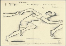 Molnár C. Pál (1894-1981): Futóverseny, Kis Szériás Ofszet, Papír, 28,5×17,5 Cm - Sonstige & Ohne Zuordnung