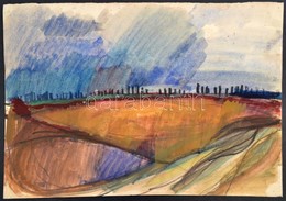 Somlai Vilma (1938-2007): Jön Az Eső, Akvarell, Papír, Hátulján Pecséttel Jelzett, 31×43 Cm - Sonstige & Ohne Zuordnung