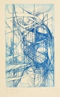 Iréne Radó Vajda (1952-): The Staircase. Színes Rézkarc, Papír, Jelzett, 25×13 Cm - Other & Unclassified