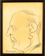 Olvashatatlan Jelzéssel: Férfi Portré (karikatúra 1931), Szén, Papír, üvegezett Keretben, 19×15 Cm - Other & Unclassified