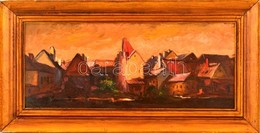 Jelzés Nélkül: Sopron: Olaj, Farost, Fa Keretben, 20×48 Cm - Sonstige & Ohne Zuordnung