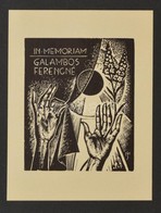 Menyhárt József (1901-1976):In Memoriam Galambos Ferencné. Fametszet, Papír, Jelzett A Dúcon, 9×8 Cm - Sonstige & Ohne Zuordnung