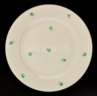 Herendi Zöld Virágmintás Porcelán Tál, Kézzel Festett, Jelzett, Hibátlan, D: 27 Cm - Andere & Zonder Classificatie