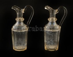 Ecet és Olaj Kiöntő, 2 Db, Csorbával, M: 20 Cm - Verre & Cristal