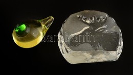 Szarvas Levélnehezék és Madárfigura, Csorbával, M: 4,5 és 8,5 Cm - Glass & Crystal