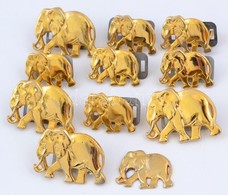 11 Db Réz Kis Elefánt Kitűző 3,5x3 Cm, 2,5cm - Sonstige & Ohne Zuordnung