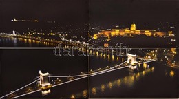 Budapest éjszakai Látképe, Vászonra Készült Fotóprint, 4 Részes Mozaikban, 60x33 Cm (4x) - Andere & Zonder Classificatie