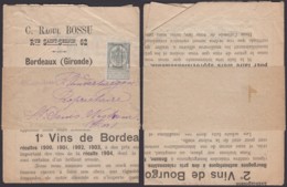 BELGIQUE PREO 1C SUR BANDE JOURNAL "VIN DE BORDEAUX" (DD) DC-4087 - Roulettes 1900-09