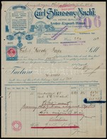 1912-1914 Carl Stiassny Nachf. Leder-Export-Haus és Ludwig Bernauer Díszes Fejléces Számlája, Illetékbélyeggel, 2 Db - Unclassified