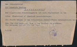 1945 Menekültek Számára Lókiutalásról Szóló Német Nyelvű Okmány - Ohne Zuordnung