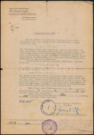 1948 A Magyar Javak Zárgondnoksága Igazolása Máry Dezső Zárgondnok Németországi Tartózkodásáról, Hajtás Mentén Sérült - Sin Clasificación