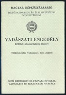 1990 Bp., A Magyar Népköztársaság által Kiadott Vadászati Engedély Külföldi állampolgár Részére - Zonder Classificatie