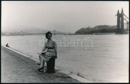 Cca 1950-1960 Budapest, A Duna-part A Régi Erzsébet-híd Maradványával, Háttérben A Lánchíddal, Fotó, 9×14 Cm - Sonstige & Ohne Zuordnung