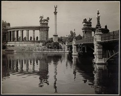 Cca 1936 Budapest, Millenniumi Emlékmű és A Városligeti Tó Hídja, Vintage Fotó, Jelzés Nélkül, 23x29 Cm - Autres & Non Classés