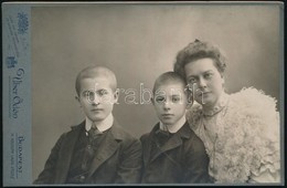 Cca 1920 Anya Két Gyermekével Uher Ödön Fotója 11x16,5 Cm - Andere & Zonder Classificatie