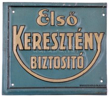 Első Keresztény Biztosító Festett Fém Tábla. Levágott. Bruchstein és Fia. 11,5x10,5 Cm - Reclame