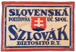 Szlovák Biztosító Rt. Slovenska Poistovna Festett Fém Tábla. 15x10,5 Cm - Werbung