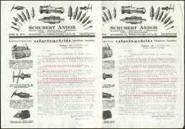 1933 Schubert Andor Műszaki Cikk Kereskedő 2 Képes Levélpapír. - Publicités