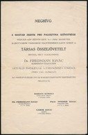 Cca 1910 Meghívó A Magyar Zsidók Pro Palesztína Szövetsége összejövetelére. 22x15 Cm - Autres & Non Classés