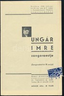 1935 Ungár Imre Zongoraestje, Koncertfüzet, Tűzött Papírkötésben - Unclassified