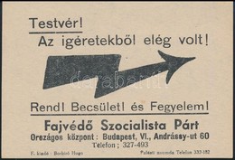 1937 Testvér! Az ígéretekből Elég Volt! A Fajvédő Szocialista Párt Röplapja, 10x8 Cm - Zonder Classificatie