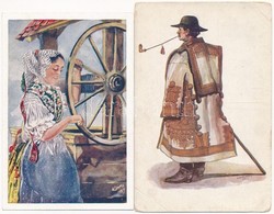 ** * 10 Db RÉGI Magyar Népviseletes Képeslap / 10 Pre-1945 Hungarian Folklore Motive Postcards - Unclassified