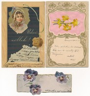 6 Db RÉGI Litho Szecessziós Virágos Motívumlap / 6 Pre-1945 Art Nouveau Litho Floral Motive Cards - Unclassified