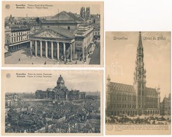 ** 3 Db Régi Használatlan Városképes Lap: Brüsszel / 3 Pre-1945 Unused Town-view Postcards: Bruxelles - Unclassified