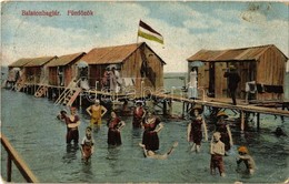 T2/T3 1913 Balatonboglár, Fürdőzők, Magyar Zászló. Faragó Sándor Kiadása (EK) - Non Classés