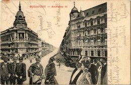 T2/T3 1905 Budapest VI. Andrássy út. Montázs Díszmagyarba öltözött Urakkal, Nemesekkel + 'KASSA - BUDAPEST 10. SZ.' Vasú - Zonder Classificatie