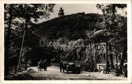 T3 1938 Budapest XII. Jánoshegy Az Erzsébet Kilátóval, Kilátótorony, Automobil, étterem Bejárata (kis Sarokhiány / Small - Zonder Classificatie