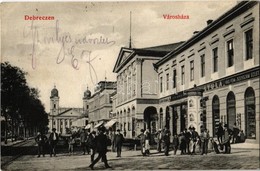 T2 1909 Debrecen, Városháza, Bartha Kálmán és Tóth Gyula üzlete, Hirdetőoszlop, Piac. Ifj. Gyürky Sándor Kiadása - Zonder Classificatie