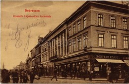 T2 1909 Debrecen, Kossuth Lajos Utca Torkolata, Kontsek Kornél üzlete. Debreczeni Dohánynagyáruda Kiadása - Zonder Classificatie